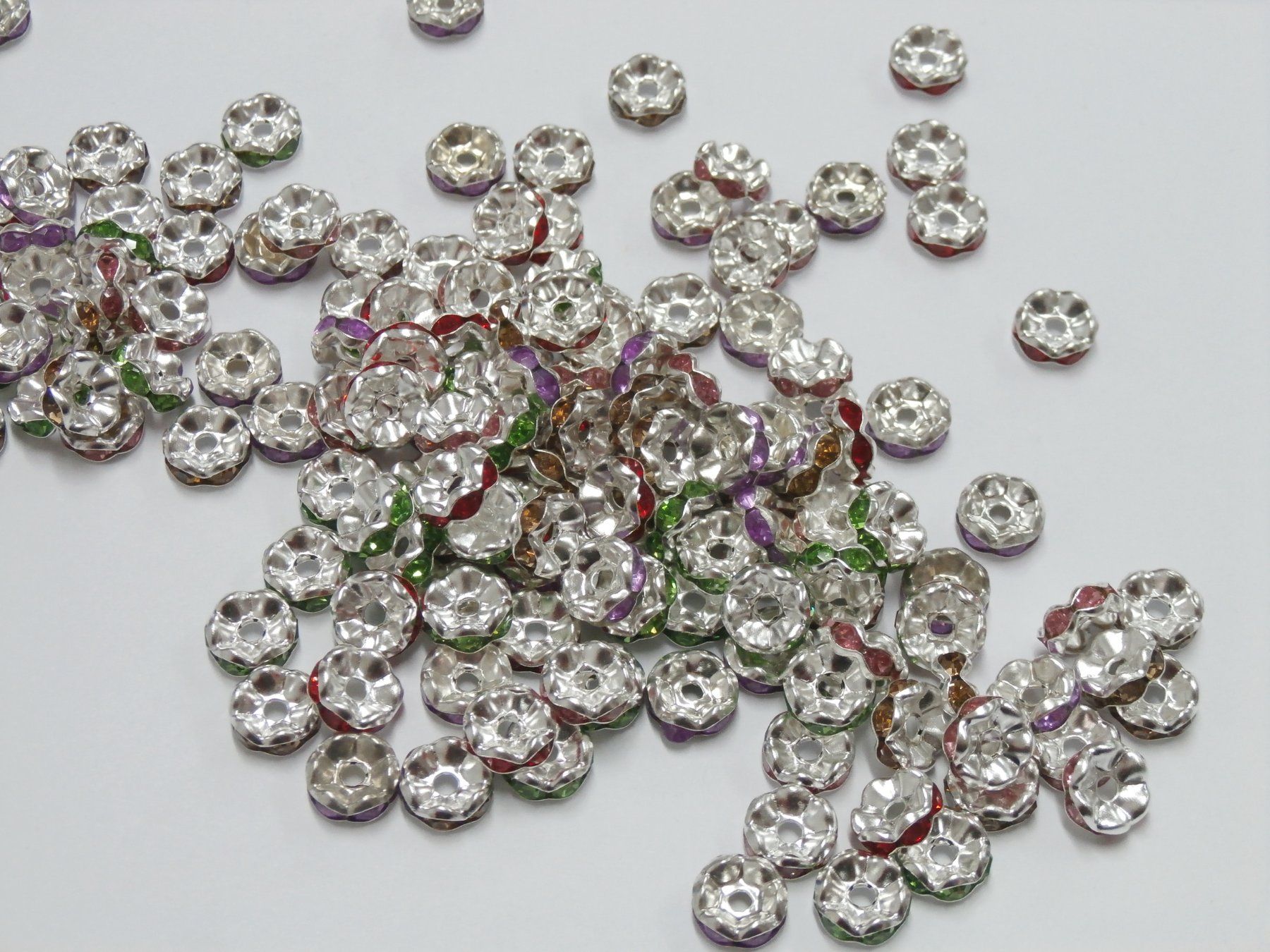 Perle (finte): 150 Strass Rondellen versilbert MIX (239) – Nuovo e nell'imballaggio originale da Blatten b. Naters venduto da Hobschelti 1